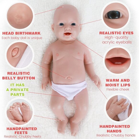 🆕20 inch Full Body Silicone Baby Dolls Boy With Realistic Two Lower Teeth - Picture 6 of 9